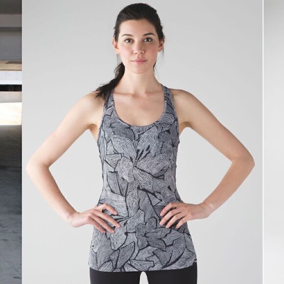 Lululemon Cool Racerback in Dottie Tribe White Black - Picture 1 of 9